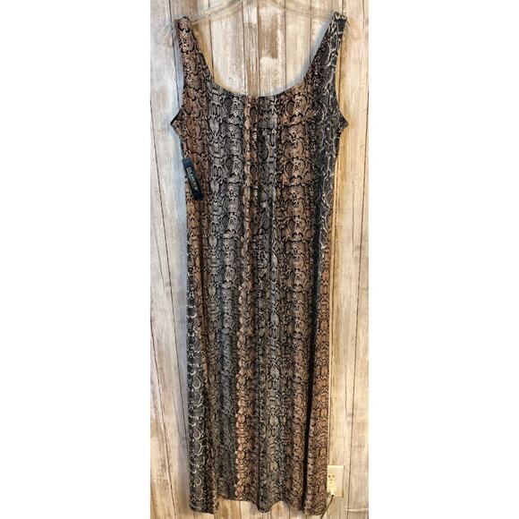 Glamour Brown Black Reptile Print Sleeveless Maxi Dress Size 14 - Picture 7 of 9
